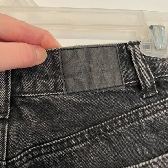 ZARA Basic Z1975 Mom Fit High Waist Shorts Black High Waisted Denim Jean 90s Y2K - Picture 13 of 16